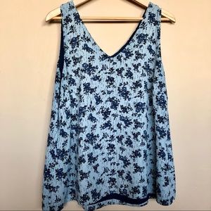 [#41] Reversible Blue Floral Top